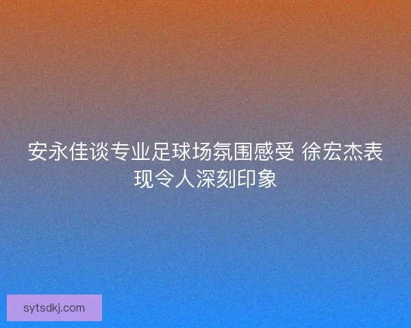 安永佳谈专业足球场氛围感受 徐宏杰表现令人深刻印象