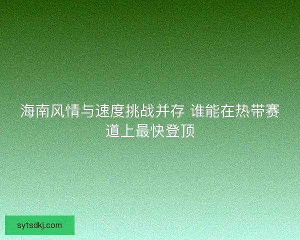 海南风情与速度挑战并存 谁能在热带赛道上最快登顶